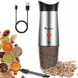 Produktbild: Elektrische Salz und Pfeffermühle: - Wiederaufladbare Elektrische Pfeffermühle Salzmühle - USB Aufladbar Gewürzmühle, Verstellbarem Keramikmahlwerk, Einstellbare Grobheit, 1Pcs