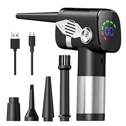 Produktbild: Elektrische Staubgebläse 3-Gang 41000 U/min Druckluftspray Staubgebläse 6000mAH Akku Air Duster mit LED Dispaly Auto Tastatur Reinigungsset, für Laptop, PC, Auto, Bürogeräte, Sofa