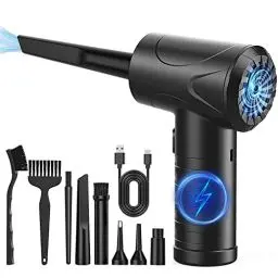 Produktbild: Elektrische Staubgebläse, 3-Gang 91000 U/min Compressed Air Duster, USB Wiederaufladbar Druckluftspray PC Reinigungsset Mit 6000mah Akku für Laptop,Tastatur,Auto,Bürogeräte,Sofa