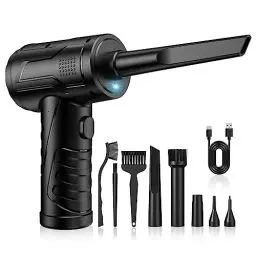Produktbild: Elektrische Staubgebläse Druckluftspray für PC Reinigungsset, 110000 U/min Compressed Air, 3-Gang Air Duster Luftdruckspray mit 7600mah Akku, Tastatur Reinigung für PC, Elektronik, Sofa, Auto
