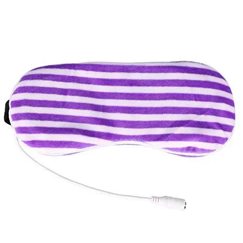 Produktbild: Elektrische USB beheizte Augenmaske, Dampf Lidschatten Lavendel Augenmaske, Tragbares Augenmassagegerät Zur Linderung von Blepharitis, Trockenheit, Stress, Geschwollenen Augen(Lila Streifen)