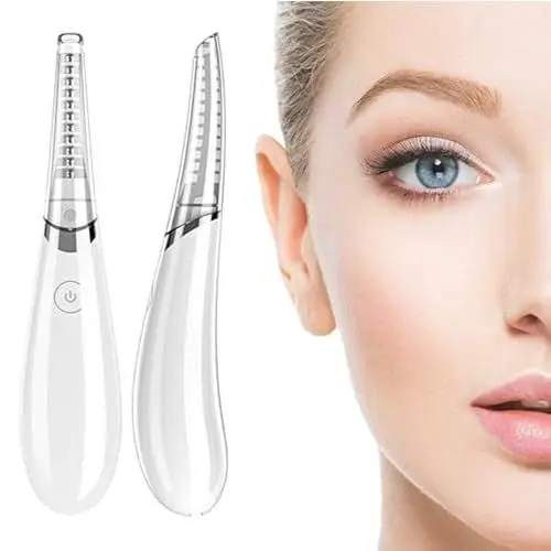 Produktbild: Elektrische Wimpernzange, tragbar, elektrisch, automatische Wimpernzange (mit LED-Lichtern), beheizte Wimpernzange, Wimpern-Curling-Kamm-Set, bestes Geschenk für Mädchen (weiß)2