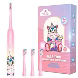 Produktbild: Elektrische Zahnbürste Kinder ab 3-6-10-18 Jahre mit Timer, 90% Abgerundete Borsten Gewohnheitsbildende Sticker 3 Modi 31000VPM Schallzahnbürste Kinder (Einhorn Rosa)