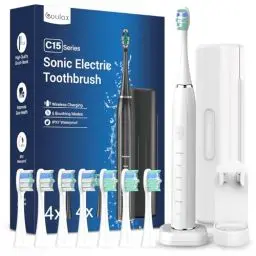 Produktbild: Elektrische Zahnbürste Schallzahnbürste für Erwachsene - Whitening Ultraschall Zahnbürsten Elektrisch mit Reiseetui und Ladestation, Electric Toothbrush Mit 8 Bürstenköpfe, 5 Putzmodi, 40000VPM