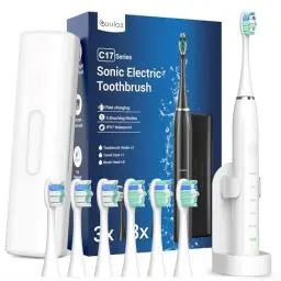 Produktbild: Elektrische Zahnbürste, Schallzahnbürsten mit 6 Bürstenköpfen, Schallzahnbürsten, schnelles Aufladen, 3 Stunden hält 60 Tage, wiederaufladbare elektrische Zahnbürste für Kinder