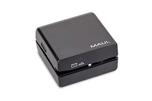 Produktbild: MAUL Brieföffner 7,3 x 7,3 x 4 cm | Brieföffner elektrisch zum bequemen Öffnen von Briefumschlägen | Brieföffner mit Schnittbreite ca. 2,5 mm | Inklusive Batterien | Schwarz