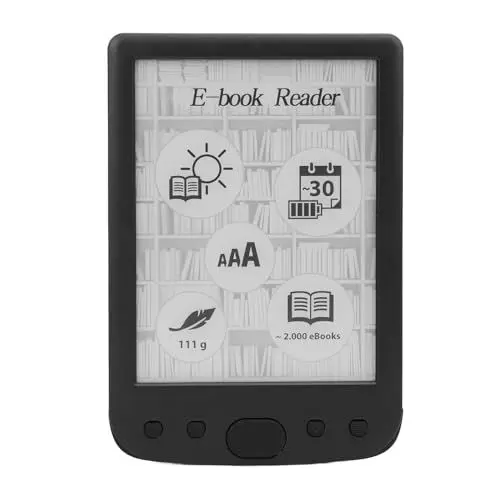 Produktbild: Elektrischer Buchleser, 6-Zoll-Touchscreen-Tintenbildschirmtechnologie, 8G-Speicher, Leichter und Modischer E-Reader, Augenpflege, Wasserdicht, Kalender, Uhr, Schwarz