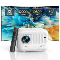 Produktbild: Elektrischer Fokus Mini Beamer, 1080P Video Heimkino Beamer 4K Unterstützt, 18000 Lumen Full HD 5G WiFi Bluetooth Beamer, YABER E1 Handy LED Projektor Kompatibel mit Fire Stick/iOS/Android/PS5