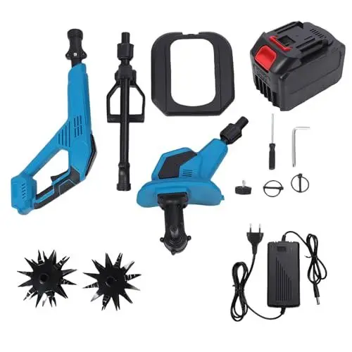 Produktbild: Elektrischer Grubber, Batteriebetriebene Bodenfräse, Kabelloser 2-Rad-Grubber für die Gartenbodenbearbeitung mit Großer Kapazität und Ausdauer, Einfache Bedienung für (EU-Stecker)