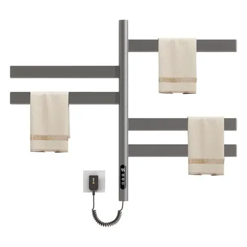 Produktbild: Elektrischer Handtuchhalter, 180° Drehung WiFi Smart Thermostat Handtuchwärmer, für Alexa und Google Home and APP, Handtuchheizkörper, Badheizkörper, Handtuchheizung, 675x450mm, Anthrazit-WiFi Gray