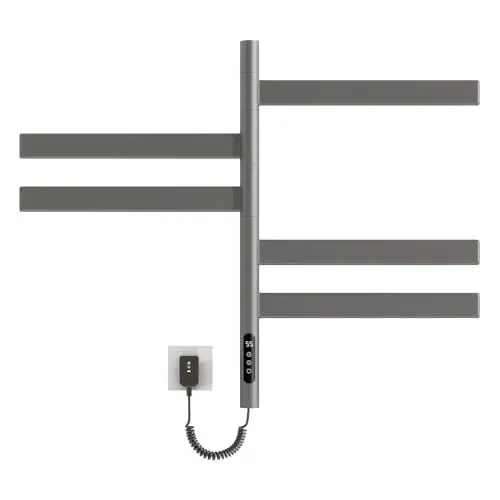 Produktbild: Elektrischer Handtuchtrockner 180° drehbar, Grau elektrischer Handtuchhalter, 680 x 450 mm, Handtuchwärmer, elektrischer Handtuchtrockner-Gray