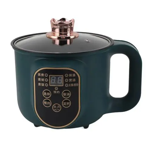 Produktbild: Elektrischer Hot Pot, Tragbarer Kochtopf 1,8 L, 600 W, Nudel-Ramen-Topf mit Timer-Funktion für Zuhause, Büro, Party, Küche, Wohnheim (EU-Stecker 220 V)