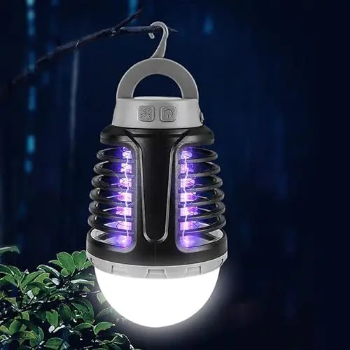 Produktbild: Elektrischer Insektenvernichter 3-In-1 UV Licht Mückenkiller Solar Campinglampe IP6 Wasserdicht tragbar Mückenvernichter Zeltlampe USB Wiederaufladbar für Innen Schlafzimmer Aussen Gärten