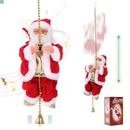 Produktbild: Elektrischer Kletternder Weihnachtsmann an Seil Neuartige animierte Weihnachtsmann Figuren für Weihnachten Plüsch mit Musik Weihnachtsmann am Seil Weihnachtsornament für Dekoration und Geschenk
