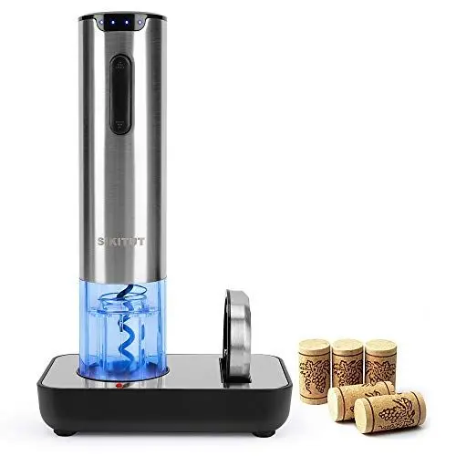 Produktbild: Elektrischer Korkenzieher,SIKITUT Korkenzieher Elektrisch,Wiederaufladbarer Weinöffner mit LED-Batterieanzeige, Folienschneider und Ladestation, Edelstahl