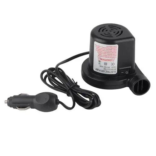 Produktbild: Elektrischer Luftpumpen-Inflator, 3 Düsen, DC 12 V für Schlauchboote, Matratzen, Floßbetten, Boote (Black)