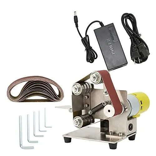 Produktbild: Elektrischer Mini-Bandschleifer Schleifer Bankschleifmaschine DIY Polieren Schleifmaschine Spitzer Messingkern Motor 4500-9000 U/min Einstellbar AC110-240V(EU Plug 895（200W）)