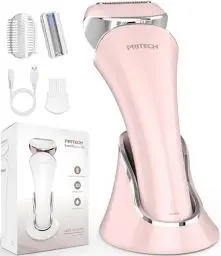 Produktbild: Elektrischer Rasierer für Frauen, Damenrasierer, Bikini-Trimmer, Körperhaarentfernung für Beine und Achselhöhlen, schmerzlos, kabellos, wiederaufladbar, nass und trocken (Rosa)
