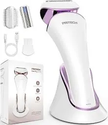 Produktbild: Elektrischer Rasierer für Frauen, Damenrasierer, Bikini-Trimmer, Körperhaarentfernung für Beine und Achselhöhlen, schmerzlos, kabellos, wiederaufladbar, nass und trocken, lila und weiß