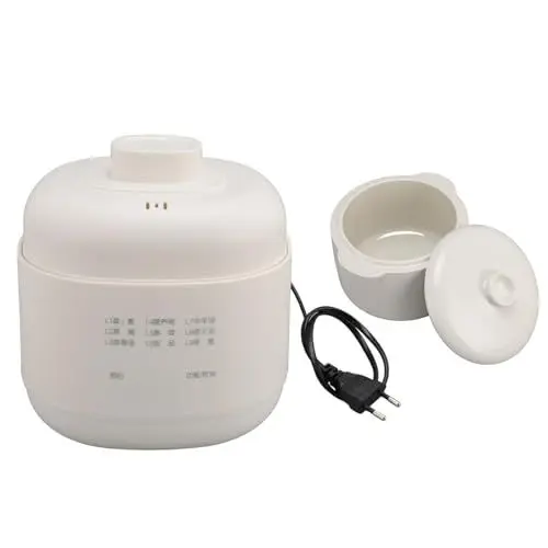 Produktbild: Elektrischer Schmortopf, 1 L, Keramik-Suppenbreikocher mit Timer-Deckel, Kleiner Slow Cooker mit Anti-Trockenbrand-Funktion, Hervorragende 3D-Wärmespeicherung, 24-Stunden-Timer,