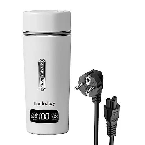 Produktbild: Elektrischer Wasserkocher, Reisewasserkocher LCD Display 4 Einstellbare Temperaturen, 350ml Tragbarer Elektrischer Wasserkocher 304 Edelstahl Liner, 300W 220V Anti Trockenbrand- und Warmhaltefunktion