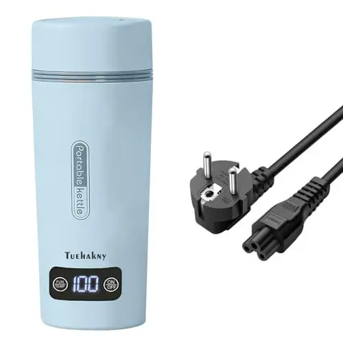 Produktbild: Elektrischer Wasserkocher, Reisewasserkocher Lcd Display 4 Einstellbare Temperaturen, 350ml Tragbarer Elektrischer Wasserkocher 304 Edelstahl Liner, 300W 220V Anti-Trockenbrand- und Warmhaltefunktion