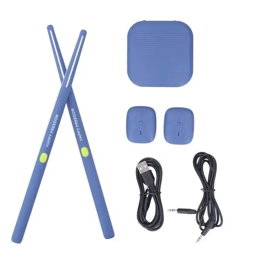 Produktbild: Elektrisches Luft Trommel Set, RGB Bluetooth Pocket Air Drum Sets mit Drumsticks, Pedale, Sound Konverter, 8 Sounds, 3D-Bewegungssensor Virtuelle Drumsticks Air Drum Sticks für