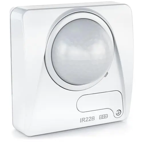 Produktbild: ELEKTROBOCK IR22B Infrarot Bewegungsmelder | Für Innen 360° Erfassung | 10𝓶 𝓡𝓮𝓲𝓬𝓱𝔀𝓮𝓲𝓽𝓮 | LED-kompatibel | Einstellung: Reichweite, Lumen, Dauer | 3 High-Tech Sensoren | Weiß