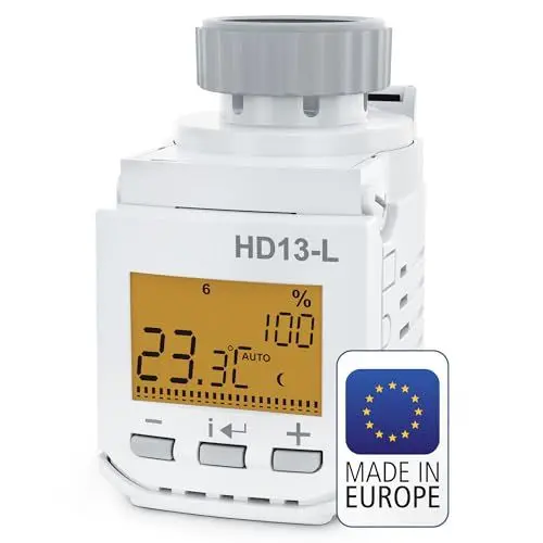 Produktbild: Elektrobock HD13-L Programmierbarer Heizkörperthermostat, 280 W, 230 V, Weiss, Kompakt