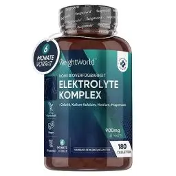 Produktbild: Elektrolyte Tabletten 900mg mit Magnesium, Kalzium, Kalium, Natrium & Chlorid 180 Stück - Elektrolytgleichgewicht & Muskelfunktion - Keto Ernährung - Elektrolyte ohne Zucker Komplex von WeightWorld