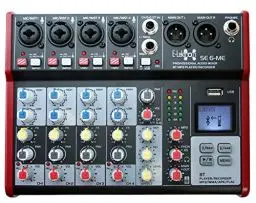 Produktbild: E-Lektron SE-6 Live Mischpult 6-Kanal Mixer inkl. USB/Bluetooth/Soundkarte/Phantom