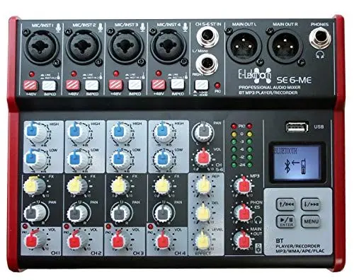 Produktbild: E-Lektron SE-6 Live Mischpult 6-Kanal Mixer inkl. USB/Bluetooth/Soundkarte/Phantom