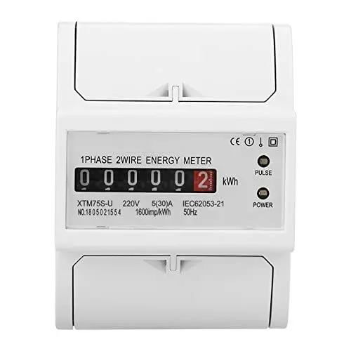 Produktbild: Elektronischer KWh-Zähler mit DIN-Schiene, 1 Phase, 2 Drähte, 4 P, Rgy-Zähler für den Stromverbrauch, Überwachung und Messung A) (5(30) A)