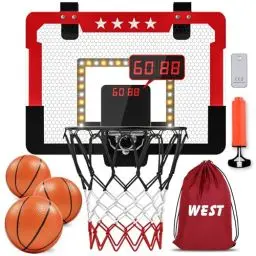 Produktbild: Elektronischer Mini Basketballkorb Indoor Zimmer Tür,Kinder Basketball Hoop Set mit Ball & Fernbedienung Sport Spielzeug Outdoor Weihnachten Geburtstag Geschenk Jungen Mädchen ab 4 5 6 7 8 9 10 Jahre