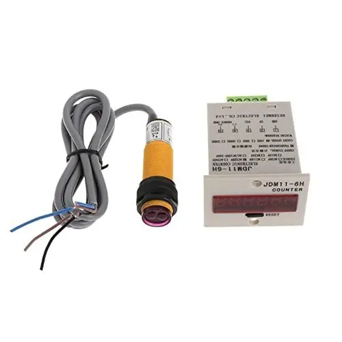 Produktbild: Elektronischer Zähler 6-stellige LED-Anzeige 1-999999-Zähler Einstellbarer NPN-Lichtschrankenschalter Stoßfester Ziffernzähler