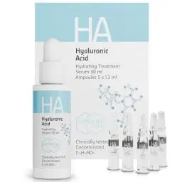 Produktbild: Elemental Care Hyaluron Serum 30ml + 5x1,3ml Ampullen – Schnelle & tiefe Feuchtigkeitsversorgung – Anti-Falten & Augenringe – Hochdosierte Hyaluronsäure Pflege
