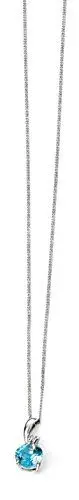 Produktbild: Elements Gold für Damen-Anhänger mit Kette, 9 ct Weißgold, Blaue Topas und Diamant, 46 cm