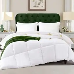 Produktbild: ELEMUSE Bettdecke 200x200cm Ganzjahresdecke Steppdecke, 200x200 bettdecken Quilt für Allergiker, Öko-Test, 100% Baumwolle Flauschige Mikrofaser füllung atmungsaktive zudecke weiche weiß