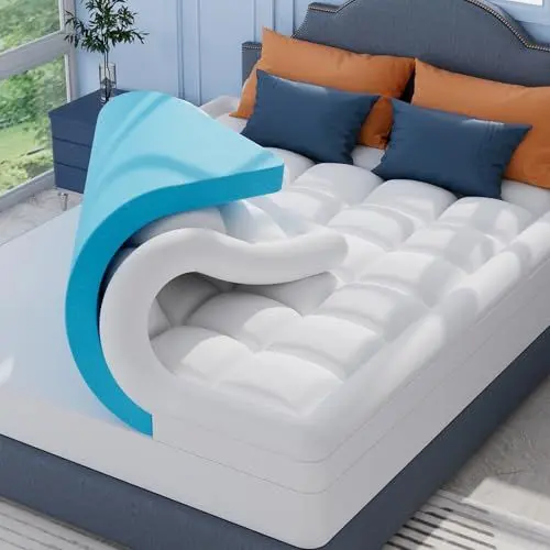 Produktbild: ELEMUSE Matratzen Topper 180x200cm, H3 Gel Topper mit Waschbarem Flauschigem Bezug und Gelschaum, 7CM Höhe Weicher und Bequemer Matratzentopper für Boxspringbett und Unbequeme Betten Schlafsofa