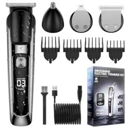 Produktbild: elestyle Barttrimmer Herren Haarschneidemaschine, All-In-One Trimmer Bartschneider Nasenhaartrimmer Haarschneider, USB Wiederaufladbar Rasierer Elektrisch mit 3 Scherkopf, 4 Aufsteckkämme