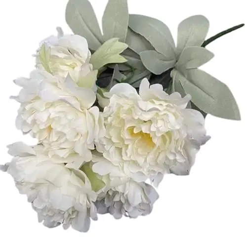 Produktbild: Eleutheromania Künstliche Blumen Pfingstrose I Künstliche Pflanzen Blumen I Blumenarrangements Hochzeit Zimmerdeko (E)