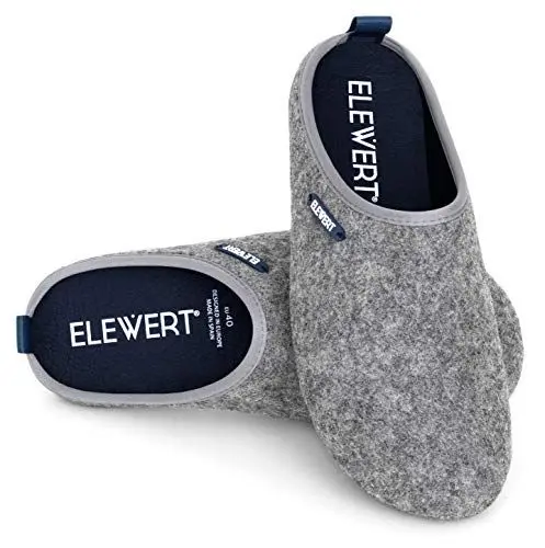Produktbild: ELEWERT® Barfußschuhe Damen I Hausschuhe Herren I Filz Unisex-Hausschuh I Bequeme Slipper I Plantarfasziitis Einlegesohle I Rutschfest Pantoffeln I Sommer und Winter I Grün, EU 43
