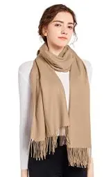 Produktbild: ELF KUCKUCK Schal Damen Winter Baumwolle Winterschal Pashmina Halstuch, Beige