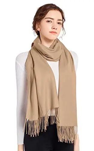Produktbild: ELF KUCKUCK Schal Damen Winter Baumwolle Winterschal Pashmina Halstuch, Beige