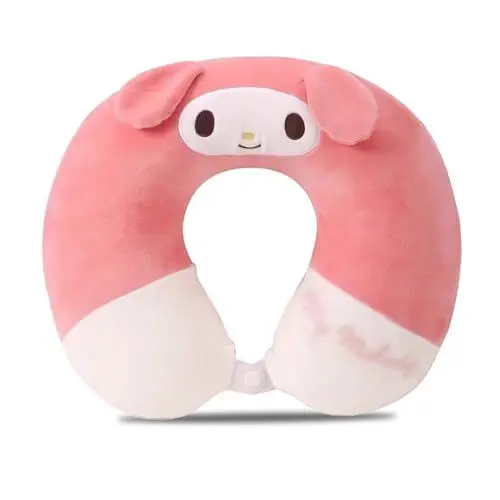 Produktbild: Elfinfi Nackenkissen Kinder, 30 x 28cm Nackenkissen Flugzeug, Tragbares Reisekissen Kinder, U-förmiges Kinder Nackenkissen Auto für Auto Flugzeug Büro Heim (Rosa)