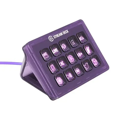Produktbild: Elgato Stream Deck MK.2 Atomic Purple (Limitierte Auflage) – Studio-Controller, 15 Makrotasten, auslösen von Aktion in Apps und Software wie OBS, Twitch, YouTube und Anderen, für Mac und PC