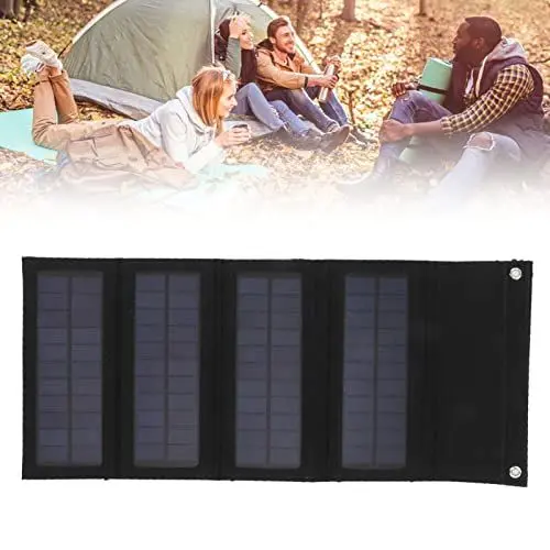 Produktbild: ElgnAura 40 W faltbares Solarpanel, tragbares, leichtes Solarladegerät für Wandern und Reiten (Schwarz)