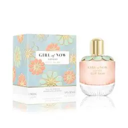 Produktbild: Elie Saab Girl of Now Lovely 90 ml – Eau de Parfum für Frauen – Blumiger Gourmand-Duft – Prickelnde Noten von Mandarine, Birne, Mandelblüte und Tonkabohne – Transparenter Glasflakon