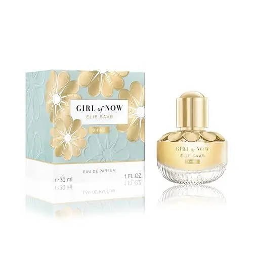 Produktbild: Elie Saab Girl of Now Shine 30 ml – Eau de Parfum für Frauen – Pudriger Gourmand-Duft – Noten von Ananas, Mandelblüte, Vanille und Patschuli – Transparenter Glasflakon