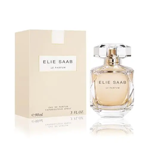 Produktbild: Elie Saab Le Parfum 90 ml – Eau de Parfum für Frauen – Blumiger Chypre-Duft – Strahlende Noten von Orangenblüte, Jasmin, Rosenhonig und Patschuli – Transparenter Glasflakon